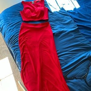 Red two piece prom gown!